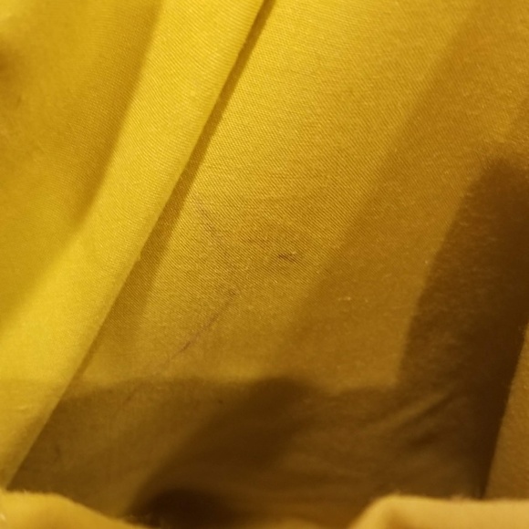 JOYN Cotton Tote Arch Print Brown Leather Yellow Green Shoulder Bag Lined Pocket - Picture 10 of 14